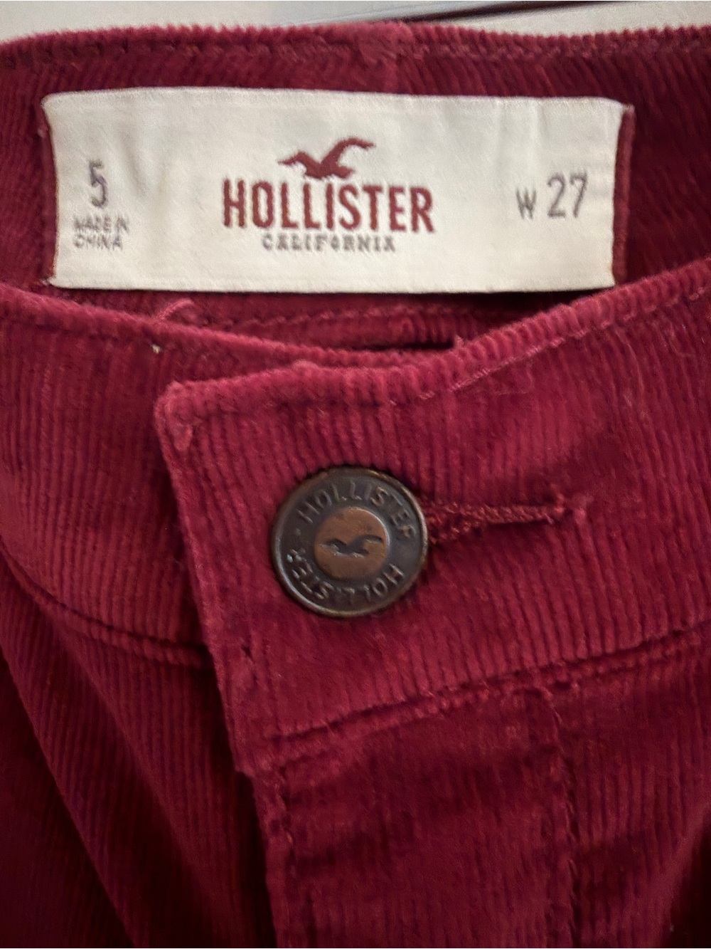 Hollister Women’s Wine Corduroy Skinny Jeans - Picture 6 of 6